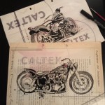 vintage motorcycle drawing